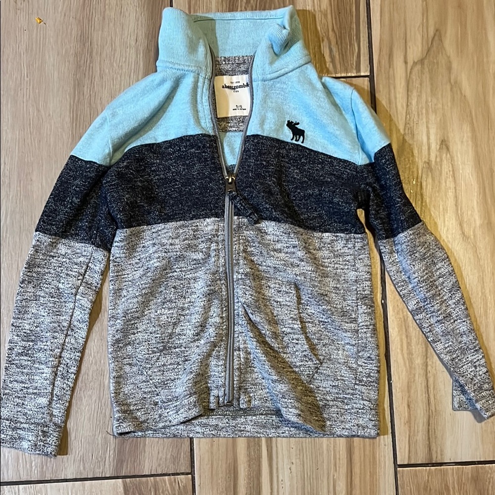 Abercrombie & Fitch Blue and Gray Color-Block Jacket